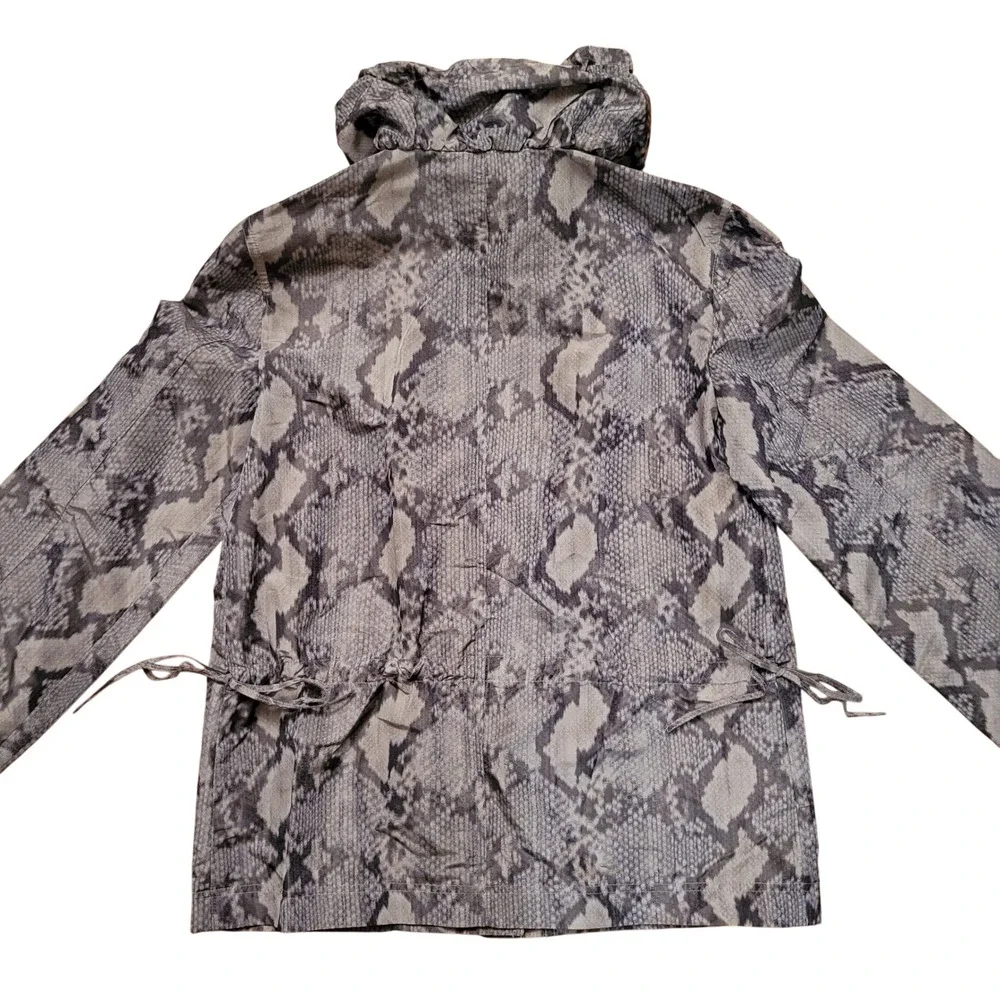 St John‎ Gray Snakeskin Print Utility Jacket Sport Gray S Windbreaker Anorak